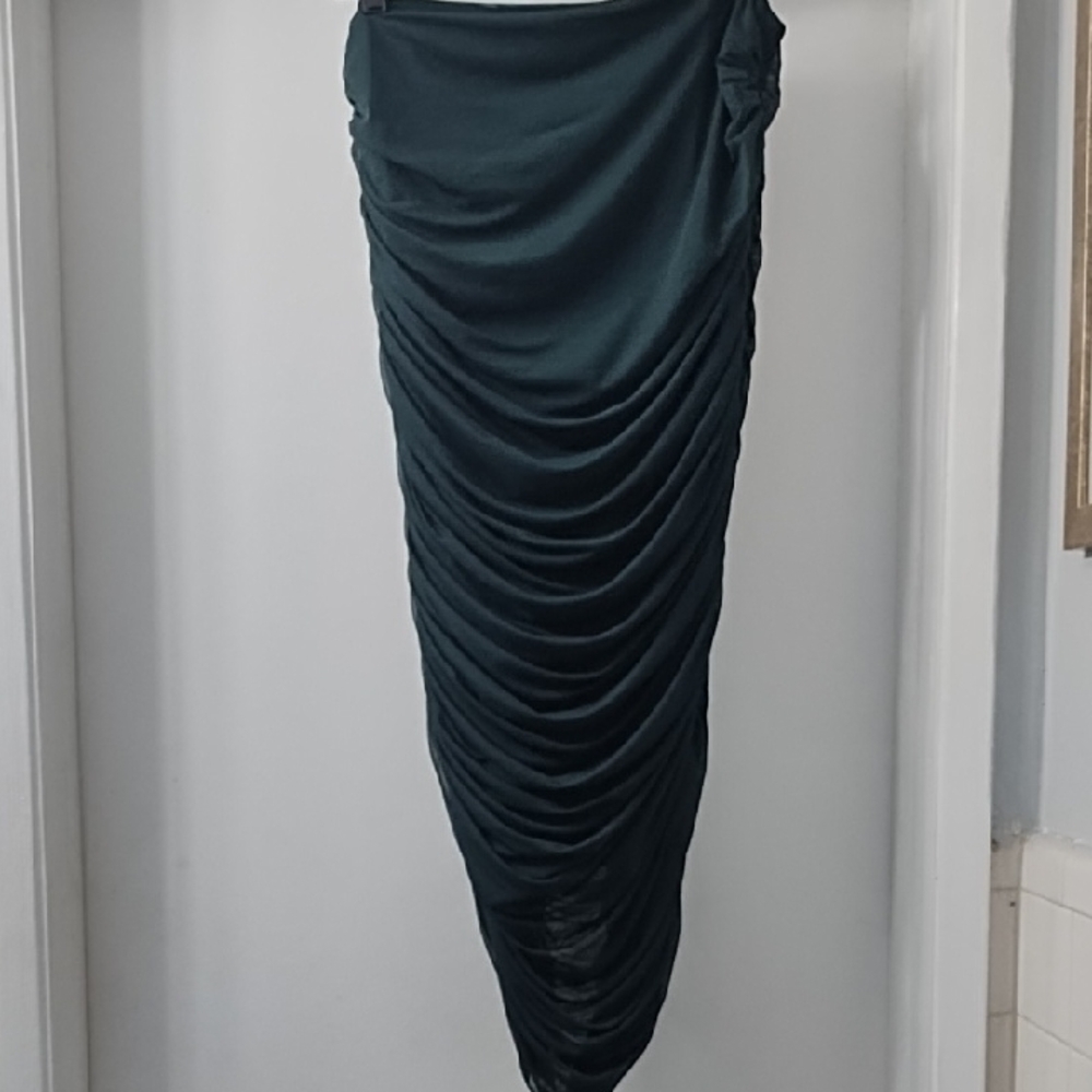 Express Green Maxi Skirt with Ruched Design